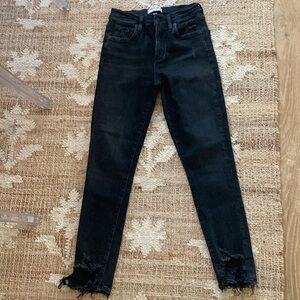 Agolde Revolve Black Distressed Ankle Jeans Size 26
